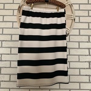 Nuggles black and white stripe midi skirt